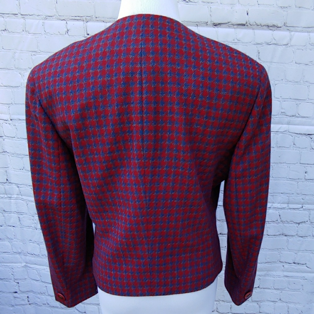 Pendleton Red Houndstooth Wool Blazer - image 3